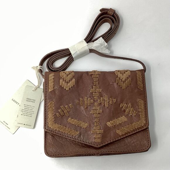 NWT Lucky Brand Rela Small Leather Crossbody Cross Body 2 Brandy - Picture 1 of 4